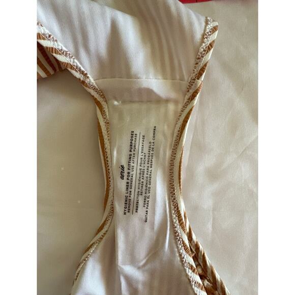 AERIE SWIMWEAR‎ Women's Ruffle Sides Brown White Stripes Bikini Bottom XXS NWT - Picture 6 of 7